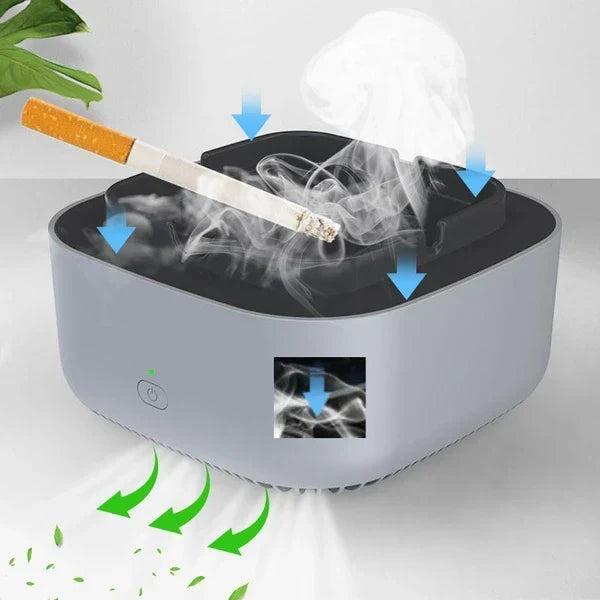 Electronic Intelligent Purification Ashtray | Smokeless Ashtray with Built-in Air Filtration | Odor & Smoke Absorbing for Home and Office Use