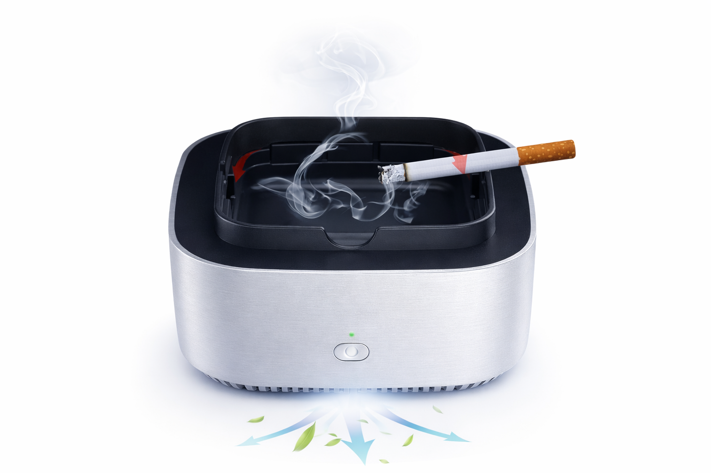 Electronic Intelligent Purification Ashtray | Smokeless Ashtray with Built-in Air Filtration | Odor & Smoke Absorbing for Home and Office Use