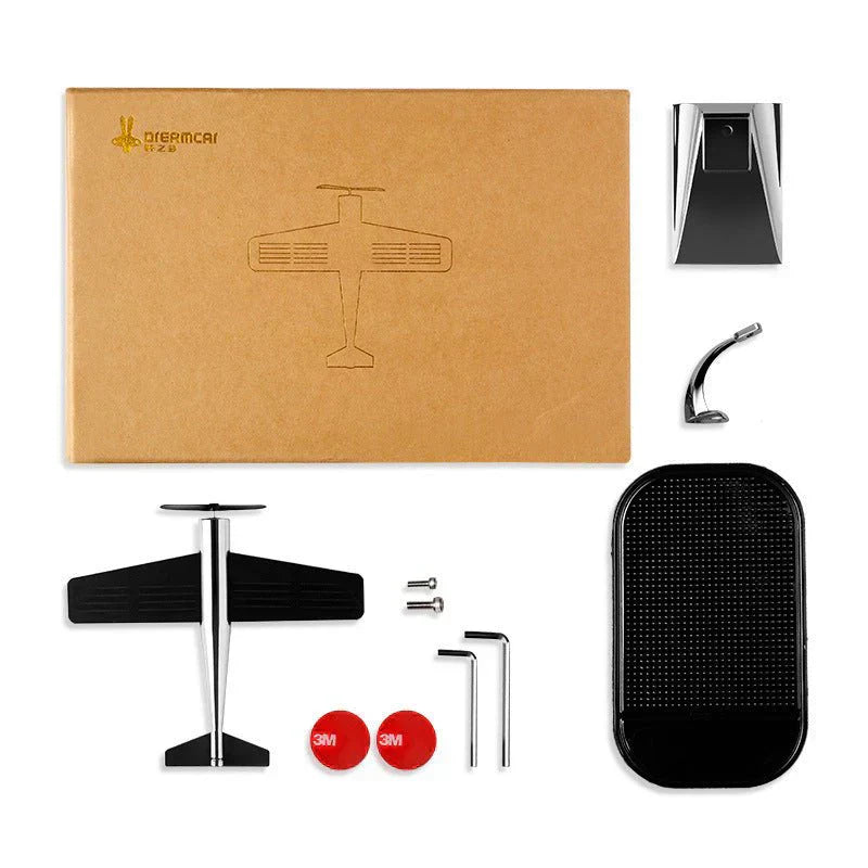 Solar Rotary Airplane Model Car Ornament on dashboard